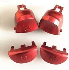 Trigger Buttons L1 R1 L2 R2 Replacement Aluminum Metal for PS4 Slim PS4 Pro JDS-040 JDS-050 Controller (Red)