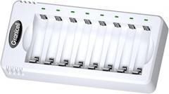 8 Bay AA and AAA Battery Charger, Independent Slot,USB High-Speed Charging, for Ni-MH/Ni-CD Rechargeable Batteries, Adapter-Free