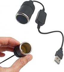 USB to Car Adapter - Connector Cable Female Converter - 5V to 12V Car Adapters, Extension Cord Plug Socket for Driving Recorder, Automotive Electronics