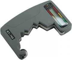 POPETPOP Universal Dial Battery Tester for Aa AAA 9V and 1.5V Button Cells, Battery Voltage Checker for Household Electronics, Grey Housing Suitable for Home and Travel Use