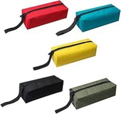 Healifty 5pcs Zipper Utility Tool Pouch Small Oxford Cloth Organizer Bags for Hardware Storage Multipurpose Tool Case for Garden Electronics Makeup Black Blue Red Yellow Green