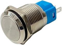 16/19/22mm 1NO 1NC Momentary Self Reset Locking Latching Flat Round On Off 3 Pins Terminal Electronic Metal Push Button Switch (Color : Momentary Reset, Size : 16mm)