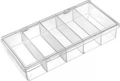 Component Storage Box - PS Fixed 5 Grids Electronic Component Containers Tool Boxes Clear White 175x85x34mm