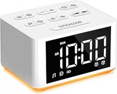 【3 in 1】 Sound Machine Dual Alarm Clock Night Light White Noise Machine 27 Sleeping Sounds for Adults Kids Precise 32 Level Volume Sleep Timer Memory Function Digital Clock with 30 Wake Up Sounds