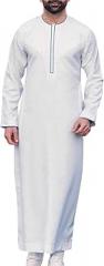 Alalaso Mens Kaftan Thobe Middle East Islamic Saudi Arabic Robes Lightweight Breathable Crew Neck Clothing Ramadan Jubbah