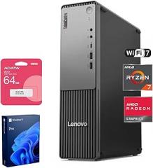 Lenovo ThinkCentre Neo 55s SFF Business AI Desktop, AMD Ryzen 7 250 (up to 5.10 GHz), 16GB DDR5, 1TB SSD, Wi-Fi 7, DP, Support 2-Monitor 4K, Wired KB & Mouse, Win 11 Pro, Flash Drive Bundle
