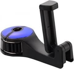 2 in 1 Universal Car Bracket Hook Multifunctional Hidden Seat Back Hanger Storage Hook Phone Holder Fastener Clip(Blue)