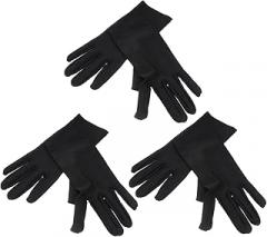 3pairs Stretchy Black Elastic Gloves Jewelry Inspection Etiquette Gloves for Comfortable All-Day Wear for Art Handling Electronics and Serving