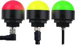 LED MINI Tricolor Warning Light 3W 24V Waterproof Dustproof M12 GX12 Connector Metal Indicator Industrial Buzzer Lamp(Black Metal Joint)