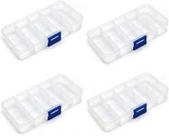 Aicosineg PP Component Storage Box 130x70x22mm Plastic Organizer Adjustable Container 10 Removable Grids Tool Boxes for Electronic Component Small Accessories Transparent Color 4Pcs