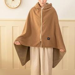 Hooded Knitted and Polar Fleece Blanket Shawl with Zipper, Heatable Wrap with Built-in Graphene Heating Pad 39