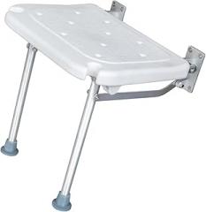 Folding Shower Bench Flip-up Screw-in Bath Seat Wall Mounted Bathroom Chair S with Feet Drainage Holes Shower Head Slot for Elderly Seniors Disabled