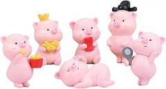 Milisten Miniature Pig Ornament for Bonsai Decor 6-Piece Micro Landscape Decoration Adorable Flower Pot Accessories for DIY Gardening and Home Decoration
