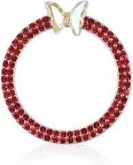 For Car Ignition Button Decoration Ring with For Crystal Style and One Click Start Accessory Features Zinc Alloy Construction and Rhinestone Accents (Red)