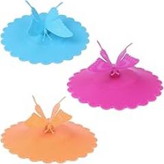 Milisten Food-grade Silicone Butterfly Cup Lids 3pcs Set, Eco-friendly Anti-dust Fresh Covers for Ceramic Tea Mugs and Water Cups, Reusable Mug Covers for Office and Home Use Random Color