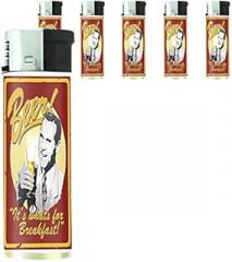 Refillable Electronic Lighter Set of 5 Pieces D-256 Beer It's Whats for Breakfast