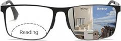 Metal Photochromic Bifocal Reading Glasses for Men Bifocal Readers Transition Blue Light Blocking UV400 Glasses