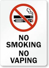 No Electronic Cigarettes Sign: No Smoking No Vaping (With Graphic) Metal Sign Plaque for Home and Outdoor Fence Decor | 8 x 12 in