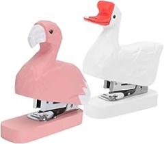 Homoyoyo 2pcs Desk Stapler Multi-Function Wooden Animal Stapler for Home Supply