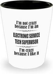 Amorfos Electronic Service Tech Supervisor Gifts - Electronic Service Technician Supervisor Ceramic Shotglass - Funny Shot Glass For Electronic Service Tech Supervisor Hobbyists/Enthusiasts