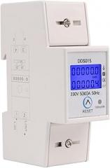 Din Rail Single Phase Wattmeter Power Consumption Watt Electronic Energy Meter kWh 5-80A 220V 230V AC Reset Function