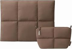 Comfyable Puffy Laptop Sleeve 15 Inch 16 Inch with Electronics Organizer Travel Case, Mocha Brown