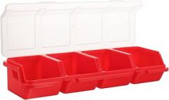 Small Plastic Organizer Box with Dividers Durable Bead Storage Case for Screws and Electronic Components Slanted Lid Design for Easy Access Red Color