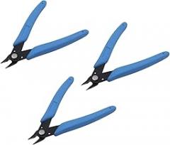3pcs Mini Flush Wire Cutters Set, Small Micro Diagonal Cutting Pliers Nippers for Jewelry Making, Electronics, Tiny 3D Printer Filament, Zip Ties (5 Inch, Light Blue)