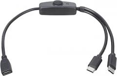 30cm Long USB 5Pin to Type C Splitter Cable with Switching Supports 15W Charging for Smartphones and Electronic Devices