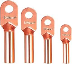 1 Pcs DT-10/16/25/35/50/70/95 Splicing Pure Copper Wire Connector Cable Terminal Cold-Pressed DT Type Crimp Terminal countersunk Nose(DT-10)