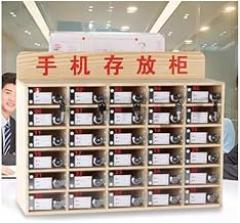 Wooden Cell Phone Storage Cabinet with Lock - 40 Slot Organizer for Classroom, Office & Electronics - Secure Pocket Chart for Phones, Tablets, and Devices