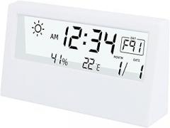Digital Alarm Clock Temperature Humidity Meter Weather Display Electronic Transparent Luminous Thermo-Hygrometer