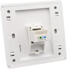 1-Port Cat 3 RJ11 Wall Plate, 1-Gang Cat.3 Telephone Jack, 86x86mm