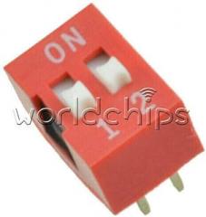Electronic Components 10/20/50/100PCS 2.54mm Pitch 2-Bit 2 Positions Ways Slide Type DIP Switch Red - (Amount:10PCS)