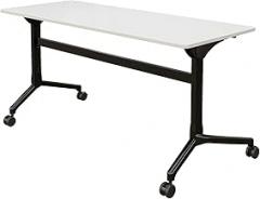 Vari Flip Top Training Table 6' - Foldable Top and Rolling Casters for Easy Storage and Flexibility - Included Linking Brackets to Connect Tables Together - (White)