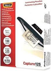 Fellowes Capture 65x95mm 125 Micron Glossy Laminating Pouches (Pack of 100)