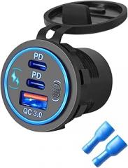 3 Ports High - Speed Charging Dual Pd & Smairt Adaptive Charging 112W Aperture Car Outlet Socket for 12V 24V Motorcycle Boat Truck ATV New 2026 High for Reliable Electronic Component, Precision