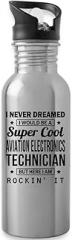 Aviation Electronics Technician Water Bottle Appreciation 20oz Funny Aviation Electronics Technicians Day Gifts From Coworkers Staff Men Women Bottle Silver