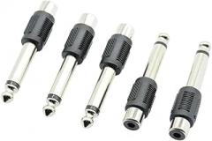5 Pcs DIY FiM Microphone/AV Female to 6.35mm 1/4 Inch Male Mono Replacement for AUDL OEM OEMo Adaptiers C0innectors Plugs New 2026 High for Reliable Electronic Component