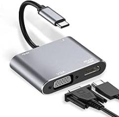 USB C to HDMI VGA Adapter,USB Type C to VGA HDMI Thunderbolt 3 VGA Adapter for MacBook Pro/iPad Pro/Air 2020 2019 2018,Dell XPS 13/15,Surface Pro, Galaxy S8/S9, Huawei P20