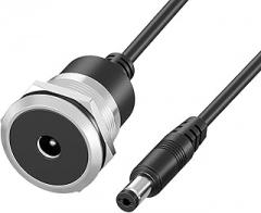 DC5.5x2.1mm Power Extension Cable Waterproof DC5.5x2.1mm Female to Male Panel Mount Threaded Mount for Electronics