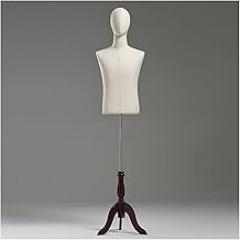 Mannequin Body Torso Male, Photo Studio Suit Dress Display Bust Half Scale Manikin with Wooden Tripod Base Stand for Sewing Dressmakers Shop Window Di,Red,A (Red A)