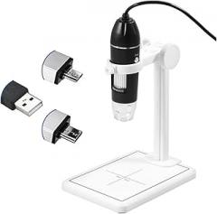 Microscopes Equipment 1600X Digital Microscope with Lift Stand X4 USB Portable Electronic Magnifier(White)