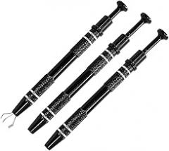 4-Claw Pick up Tool Piercing Ball Grabber, Stainless Steel 4 Prongs Jewel Pickup Tool Terp Pearl Grabber for IC Chip Electronic Components Nails Clamping (3 Pack, Black)
