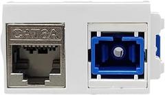 Shielded CAT6A RJ45 LAN Jack with SC UPC Fiber Optic Module 23x36mm