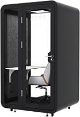 Mobile Office Pod Booth, Mobile Sound Proof Office Booth Pod Soundproof Room, Versatile Movable Silent Room with Mobile Roller, Desk, LED Lighting System,Fans and AC USB Ports,B