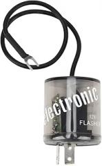 2 Pin 12V LED Flasher, Heavy Duty Car Electronic Flasher Blinker Relay with Ground Wire, Two Prong Round LED Flasher Relay Fix Turn Signal & Hazard Warn Hyper Flashing