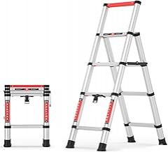 4 Steps/ 5 Steps/ 6 Steps Aluminum Telescoping Ladder with Handrail, One-Button Retraction Collapsible Extension Ladder for Home, Portable Telescopic Ladder Anti-Slip Design, 660 Lb Capacity (Size :