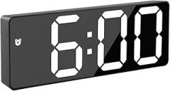 Large Colorful Display Electronic Clock with Voice Control, Multifunctional Features Including Alarm, Calendar, and Temperature (white)