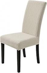 Milisten Dining Chair Slipcover Chair Protector Waterproof Jacquard Fabric Full Cover Beige M Size Decorative Cover for Kitchen Hotel Dining Room